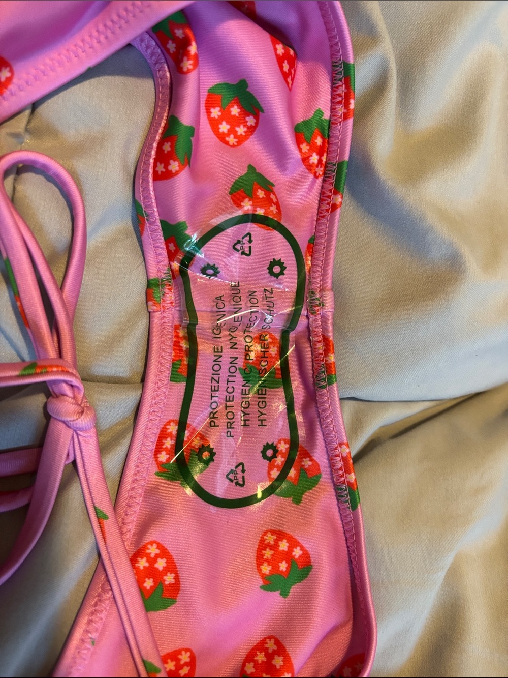 Strawberry Milk Mob Pink Strawberry Print Tie Bikini - Picture 5 of 5